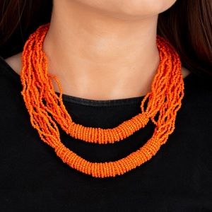 Orange Rainforest Necklace & Earring Set